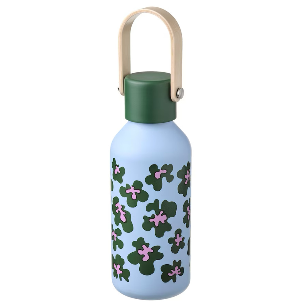 IKEA x MARIMEKKO BASTUA Bottle, Stainless Steel, Blue, 24oz (705.424.81) NEW